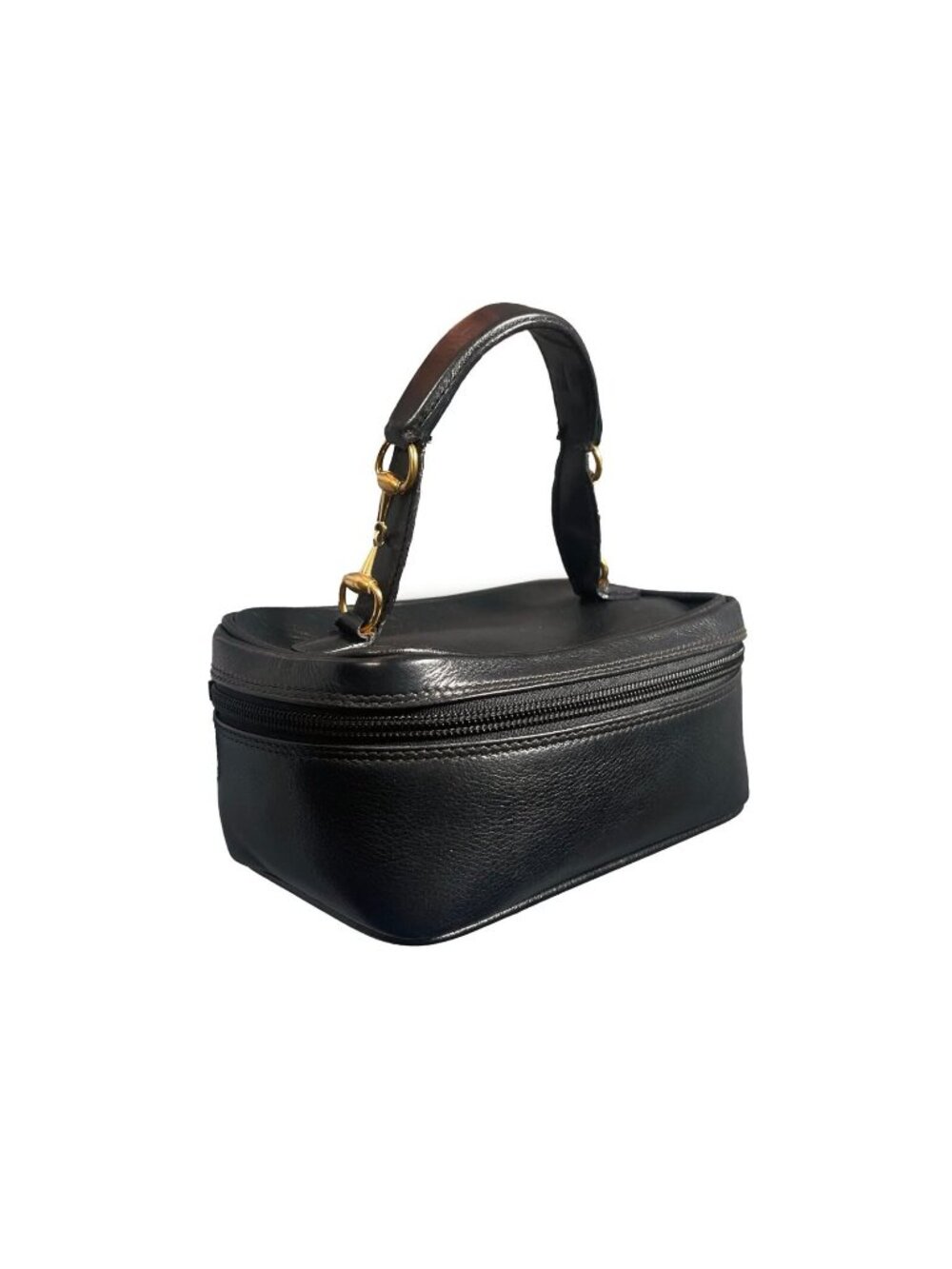 Gucci GG Horsebit Mini Bag Vanity Cosmetic Pouch Case Leather Black